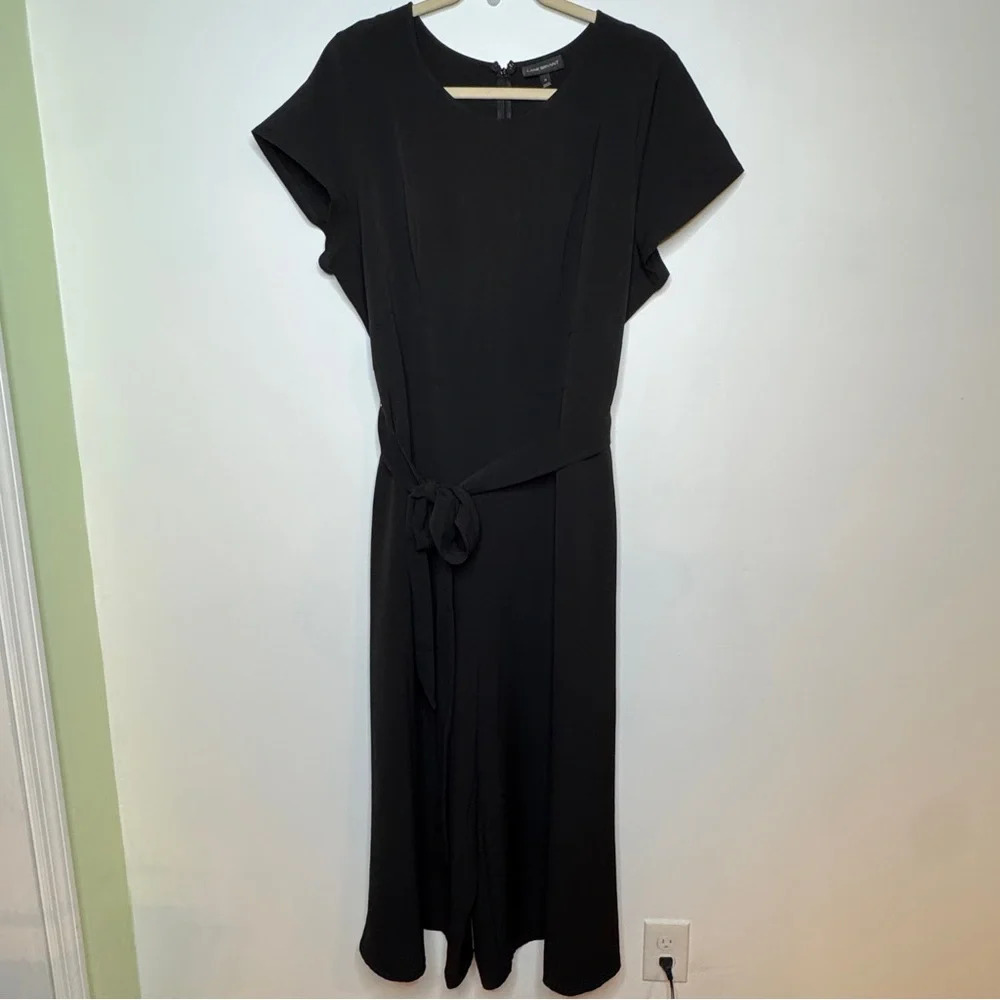 Lane Bryant Wide-Leg Jumpsuit Black Belted
